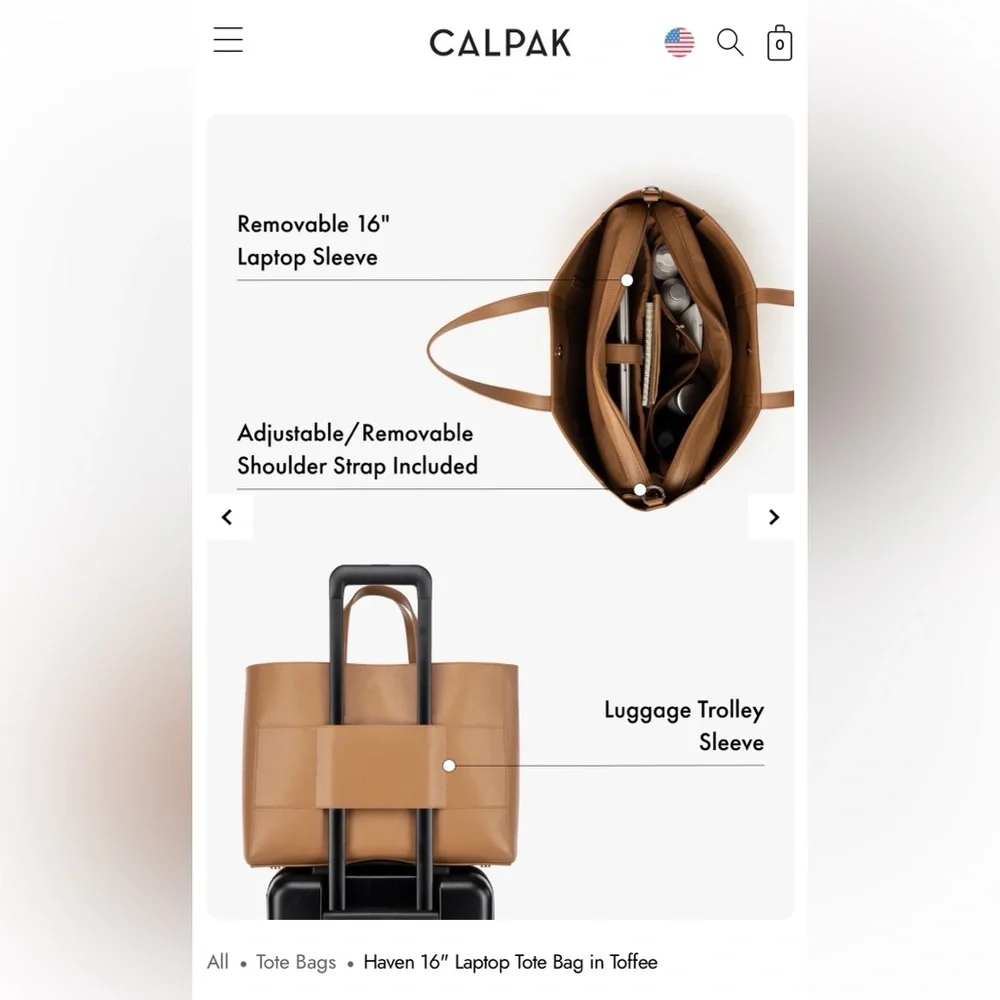 Calpak Haven 16’ Laptop Tote Bag in Toffee - Like New